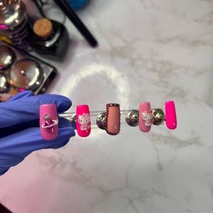 Pink Kitty Press On Nails
